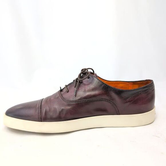 Santoni Mens Cap Toe Oxford Sneaker Brown Leather Shoes Size 12 Made in Italy main image 8